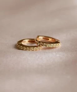 Astrid & Miyu August Birthstone Huggies In Gold With Peridot CZ