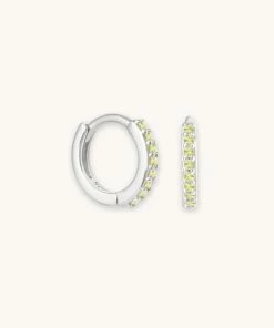 Astrid & Miyu August Birthstone Huggies In Silver With Peridot CZ