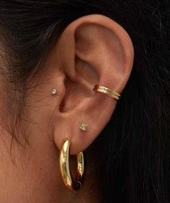 Astrid & Miyu August Birthstone Stud Earrings In Gold With Peridot CZ 9 Astrid & Miyu August Birthstone Stud Earrings In Gold With Peridot CZ