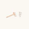 Astridandmiyu Baguette Crystal Stud Earrings In Rose Gold