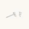 Astridandmiyu Baguette Crystal Stud Earrings In Silver