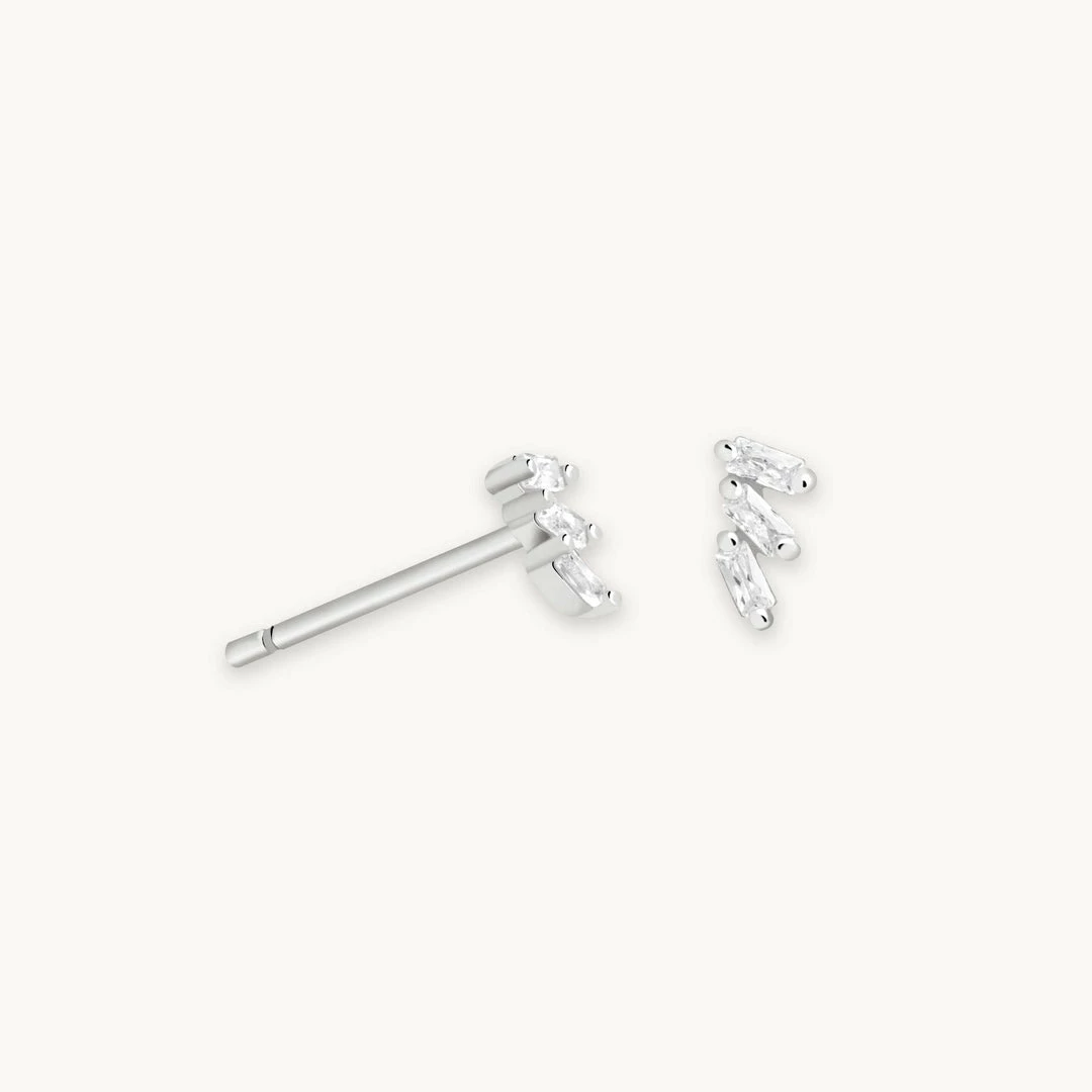 Astridandmiyu Baguette Crystal Stud Earrings In Silver 3 Astridandmiyu Baguette Crystal Stud Earrings In Silver