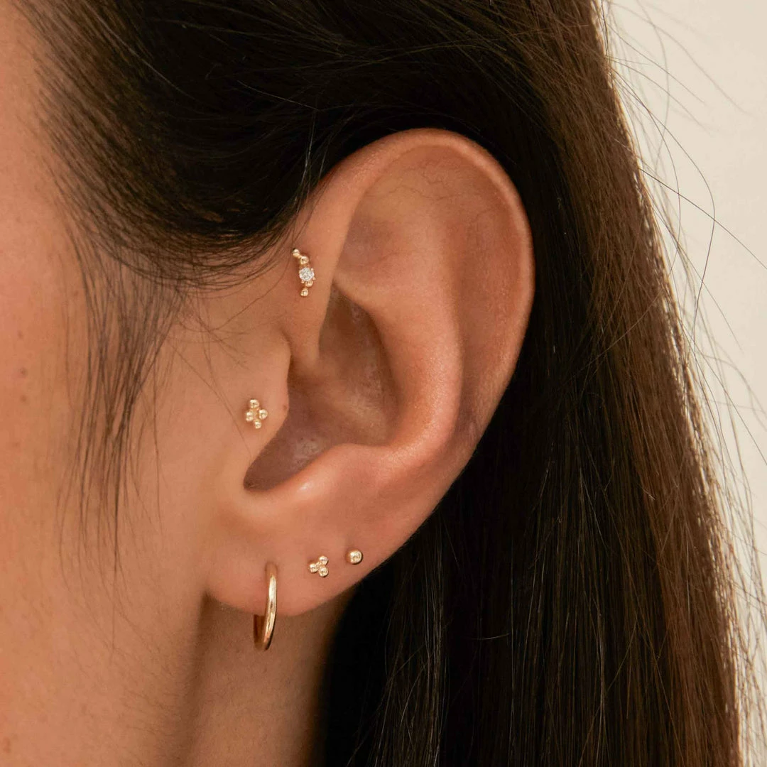 Astrid & Miyu Trinity Stud Earrings In Solid Gold 4 Astrid & Miyu Trinity Stud Earrings In Solid Gold