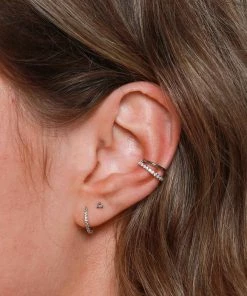 Astrid & Miyu Trinity Stud Earrings In Solid White Gold