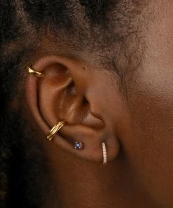 Astrid & Miyu Earrings June Birthstone Huggies In Gold With Moonstone CZ 9 Astrid & Miyu Earrings June Birthstone Huggies In Gold With Moonstone CZ