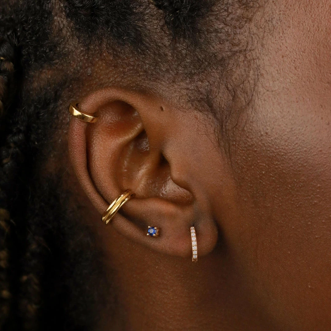 Astrid & Miyu September Birthstone Stud Earrings In Gold With Sapphire CZ Birthstone Earrings 6 Astrid & Miyu September Birthstone Stud Earrings In Gold With Sapphire CZ Birthstone Earrings