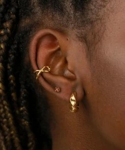 Astrid & Miyu January Birthstone Stud Earrings In Gold With Garnet CZ