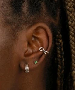 Astrid & Miyu May Birthstone Stud Earrings In Silver With Emerald CZ 11 Astrid & Miyu May Birthstone Stud Earrings In Silver With Emerald CZ