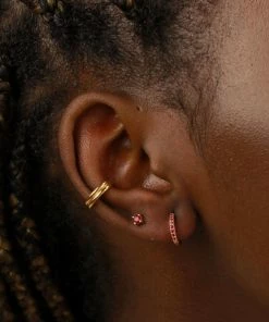 Astrid & Miyu Birthstone Earrings July Birthstone Huggies In Gold With Ruby CZ 9 Astrid & Miyu Birthstone Earrings July Birthstone Huggies In Gold With Ruby CZ