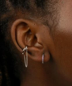 Astrid & Miyu February Birthstone Huggies In Silver With Amethyst CZ Birthstone Earrings