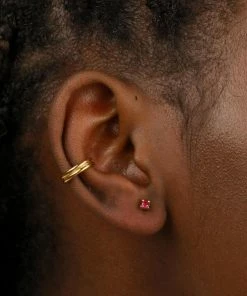 Astrid & Miyu Birthstone Earrings July Birthstone Stud Earrings In Gold With Ruby CZ