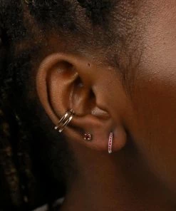 Astrid & Miyu Birthstone Earrings July Birthstone Huggies In Silver With Ruby CZ