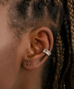 Astrid & Miyu Birthstone Earrings January Birthstone Stud Earrings In Silver With Garnet CZ