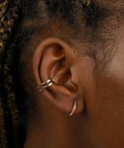 Astrid & Miyu January Birthstone Huggies In Silver With Garnet CZ