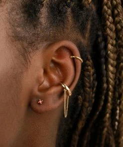 Astrid & Miyu January Birthstone Stud Earrings In Gold With Garnet CZ