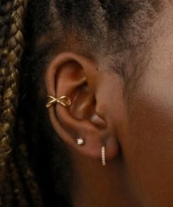 Astrid & Miyu Earrings June Birthstone Huggies In Gold With Moonstone CZ