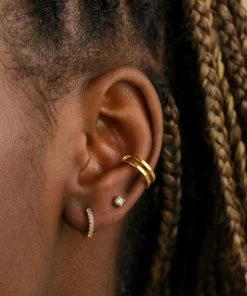 Astrid & Miyu Birthstone Earrings March Birthstone Huggies In Gold With Aquamarine CZ