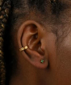 Astrid & Miyu May Birthstone Stud Earrings In Gold With Emerald CZ Best Sellers