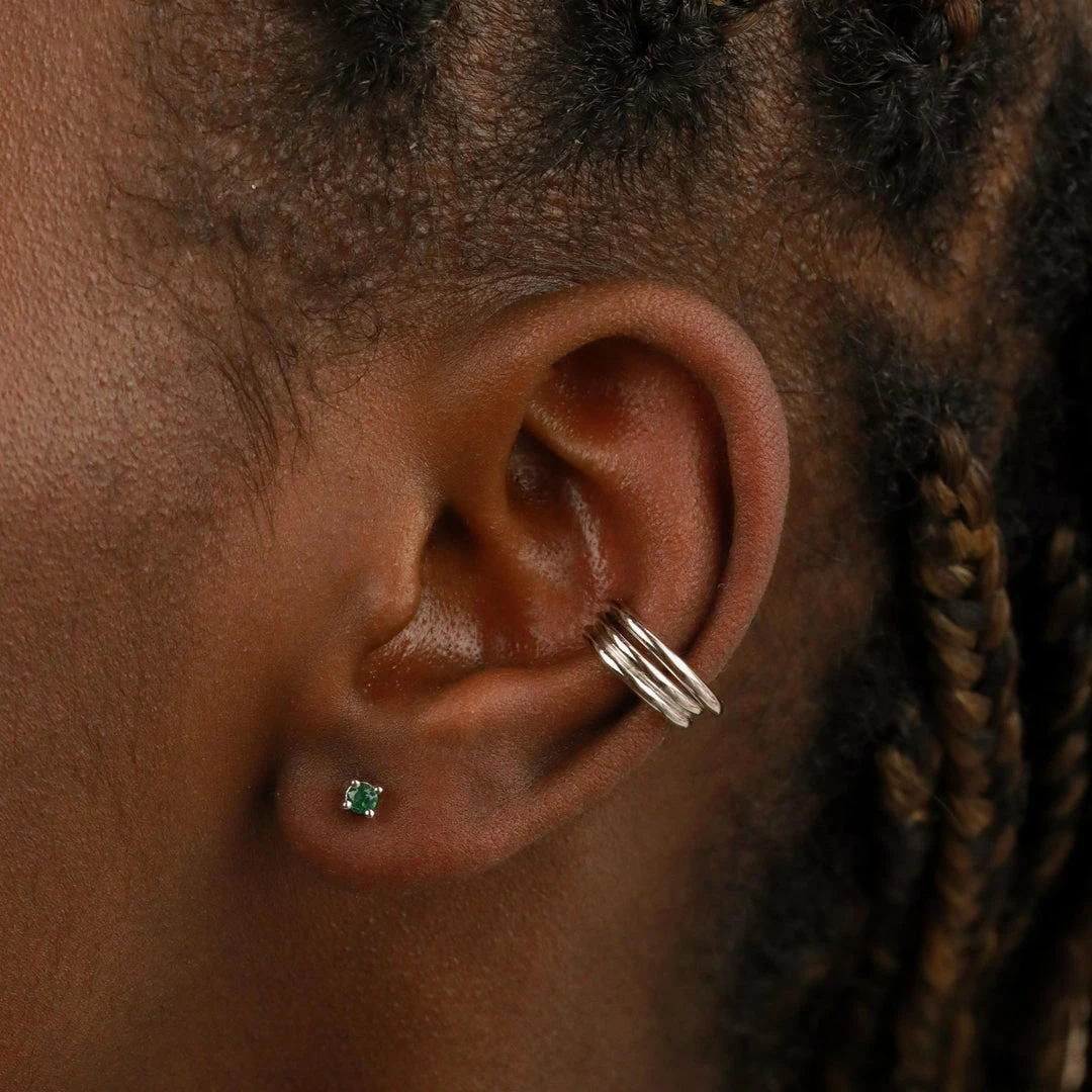 Astrid & Miyu May Birthstone Stud Earrings In Silver With Emerald CZ 4 Astrid & Miyu May Birthstone Stud Earrings In Silver With Emerald CZ