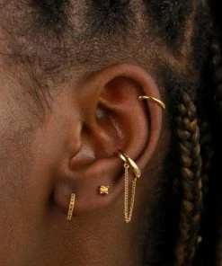 Astrid & Miyu November Birthstone Huggies In Gold With Citrine CZ