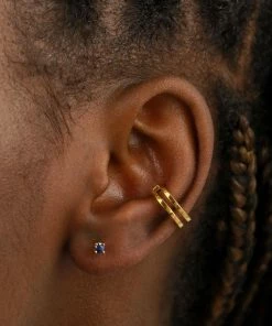 Astrid & Miyu September Birthstone Stud Earrings In Gold With Sapphire CZ Birthstone Earrings 7 Astrid & Miyu September Birthstone Stud Earrings In Gold With Sapphire CZ Birthstone Earrings