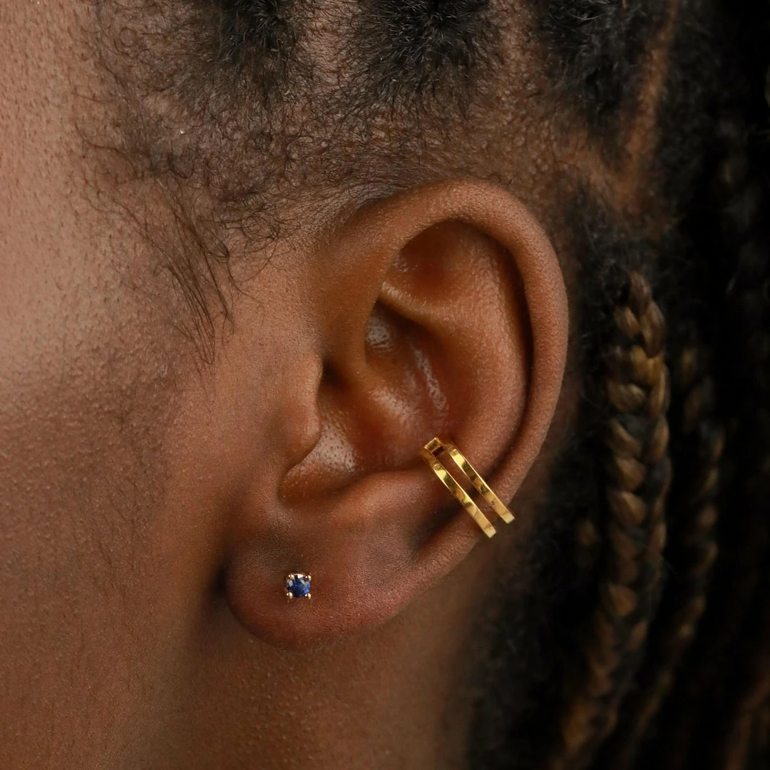 Astrid & Miyu September Birthstone Stud Earrings In Gold With Sapphire CZ Birthstone Earrings 4 Astrid & Miyu September Birthstone Stud Earrings In Gold With Sapphire CZ Birthstone Earrings