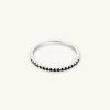 Astrid & Miyu Black Crystal Stacking Ring In Silver Sale