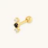 Astrid & Miyu Black Crystal Stacked Barbell In Gold