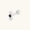 Astrid & Miyu Black Crystal Stacked Barbell In Silver 1 Astrid & Miyu Black Crystal Stacked Barbell In Silver