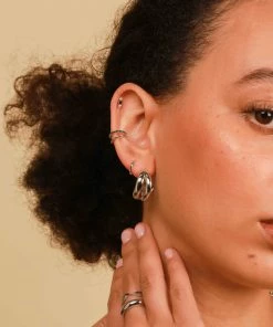 Astrid & Miyu Illusion Black Crystal Ear Cuff In Silver Sale 9 Astrid & Miyu Illusion Black Crystal Ear Cuff In Silver Sale