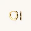 Astrid & Miyu Black Crystal Huggies In Gold