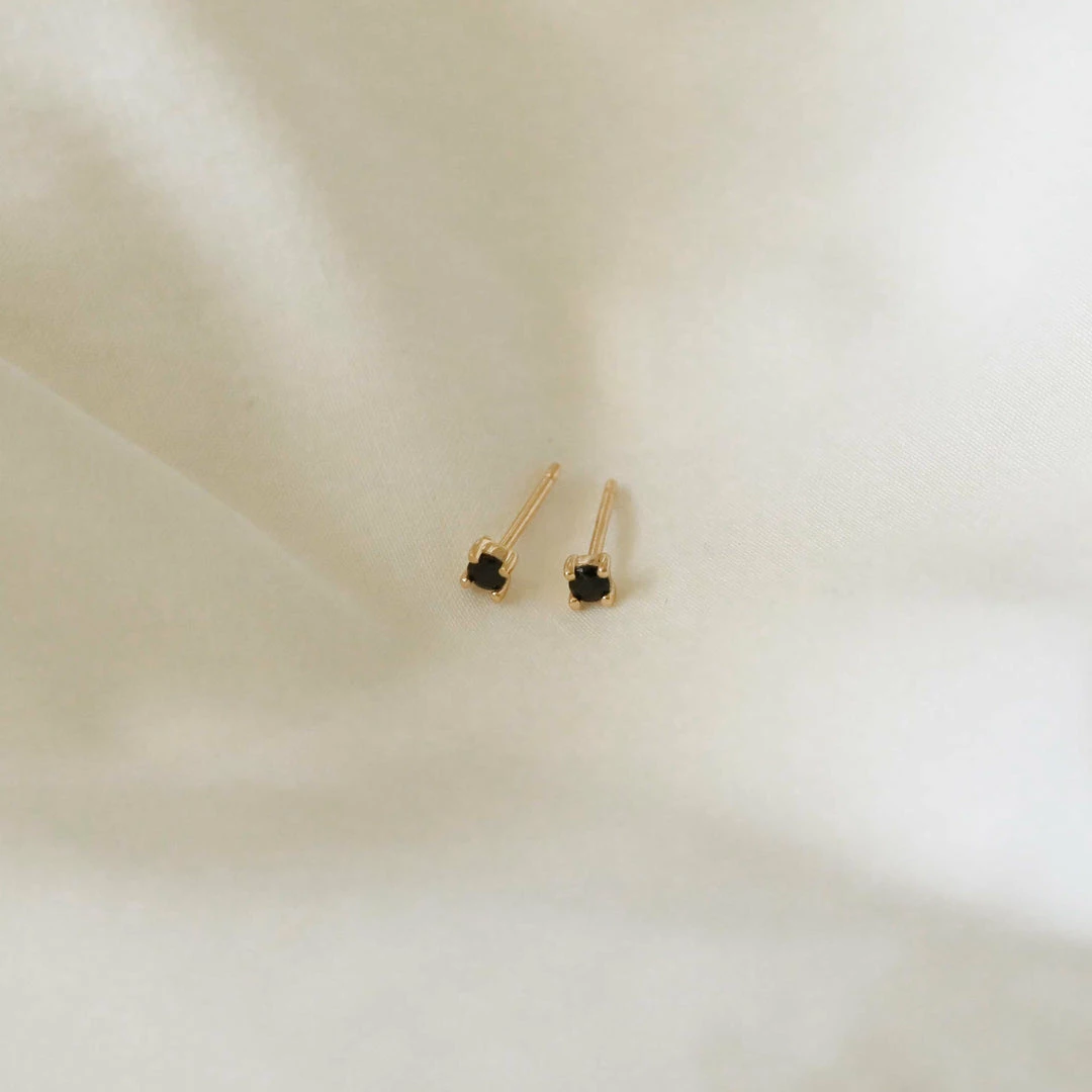 Astrid & Miyu Black Crystal Stud Earrings In Gold 4 Astrid & Miyu Black Crystal Stud Earrings In Gold