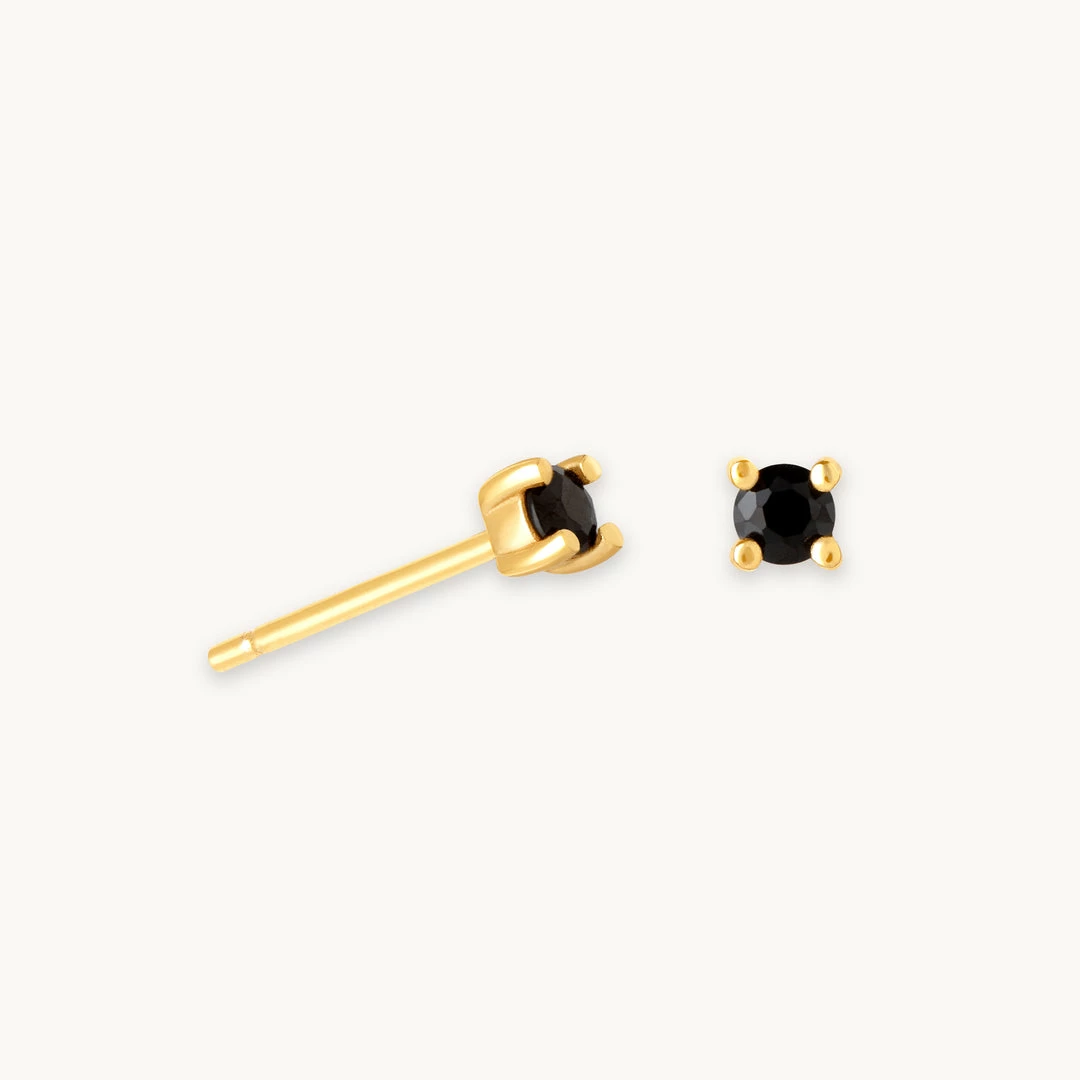 Astrid & Miyu Black Crystal Stud Earrings In Gold 2 Astrid & Miyu Black Crystal Stud Earrings In Gold