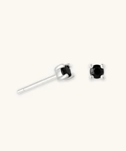Astrid & Miyu Sale Black Crystal Stud Earrings In Silver