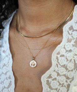 Astridandmiyu Sale Blossom Coin Pendant Necklace In Gold 14 Astridandmiyu Sale Blossom Coin Pendant Necklace In Gold