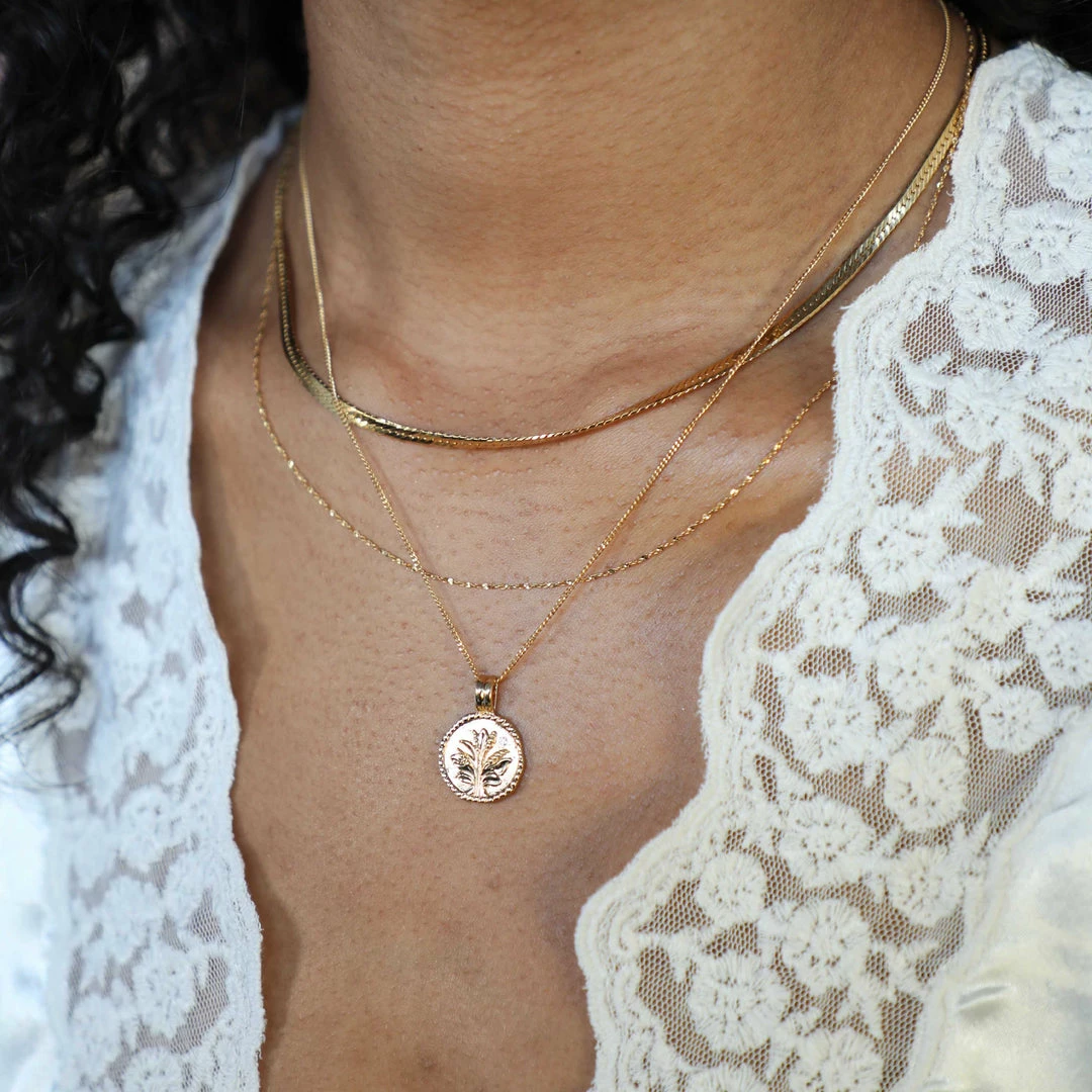 Astridandmiyu Sale Blossom Coin Pendant Necklace In Gold 6 Astridandmiyu Sale Blossom Coin Pendant Necklace In Gold