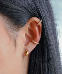 Astrid & Miyu Bold Huggies In Gold Earrings 13 Astrid & Miyu Bold Huggies In Gold Earrings