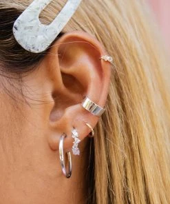 Astridandmiyu Boyfriend Simple Ear Cuff In Silver