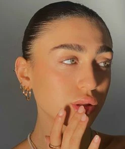 Astrid & Miyu Best Sellers Simple Hinge Large Hoops In Gold