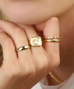 Astrid & Miyu Celestial Band Ring In Gold