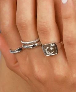 Astrid & Miyu Celestial Band Ring In Silver Rings