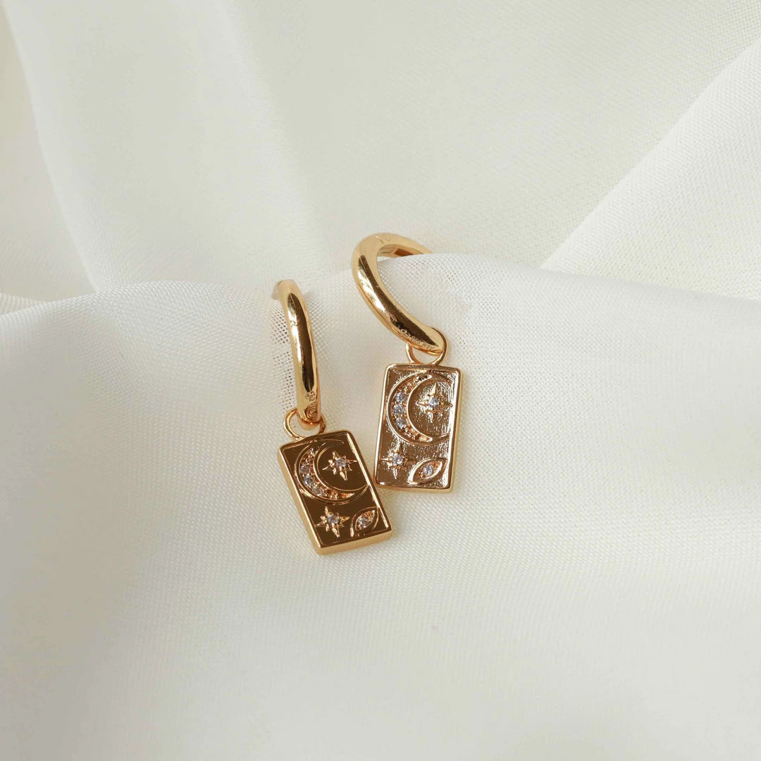 Astrid & Miyu Celestial Charm Hoops In Gold 5 Astrid & Miyu Celestial Charm Hoops In Gold