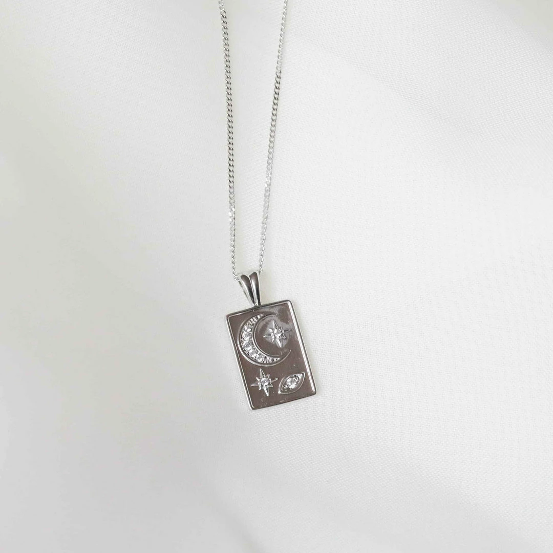 Astrid & Miyu Celestial Pendant Necklace In Silver 6 Astrid & Miyu Celestial Pendant Necklace In Silver