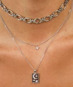 Astrid & Miyu Celestial Pendant Necklace In Silver 11 Astrid & Miyu Celestial Pendant Necklace In Silver