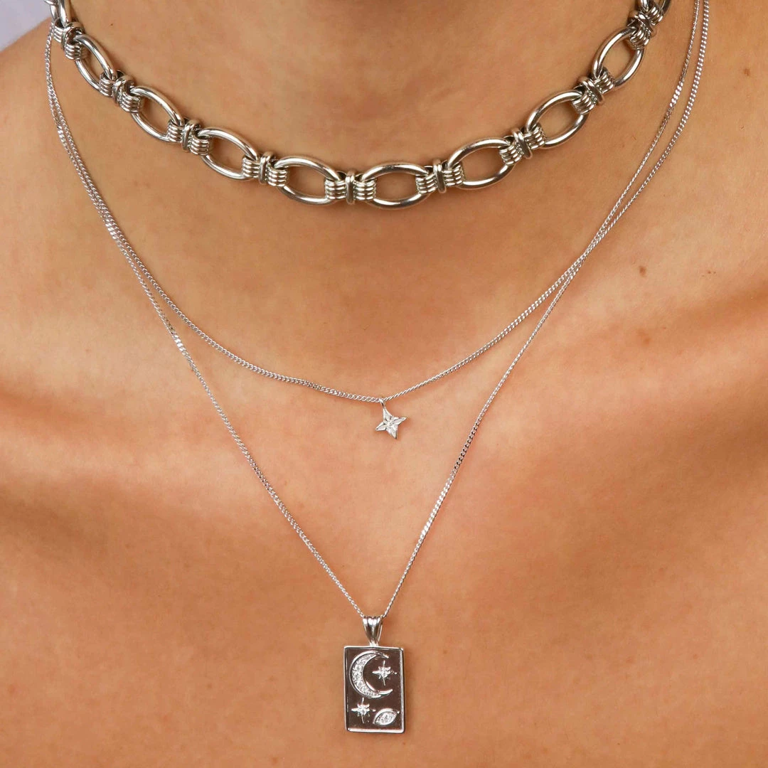 Astrid & Miyu Celestial Pendant Necklace In Silver 7 Astrid & Miyu Celestial Pendant Necklace In Silver