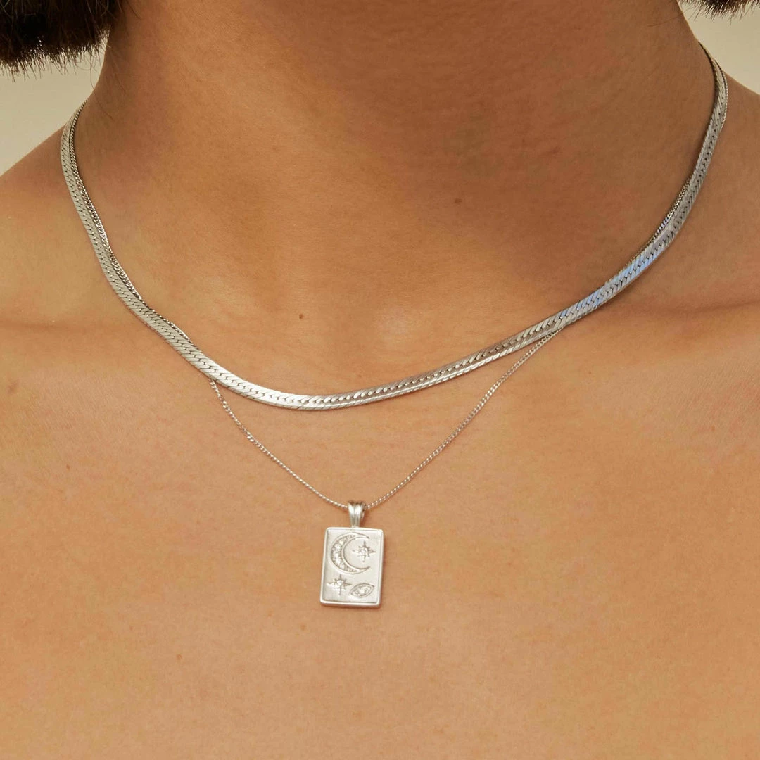 Astrid & Miyu Celestial Pendant Necklace In Silver 4 Astrid & Miyu Celestial Pendant Necklace In Silver