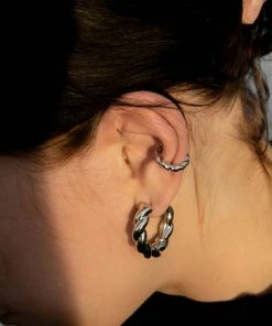 Astridandmiyu Chunky Rope Ear Cuff In Silver