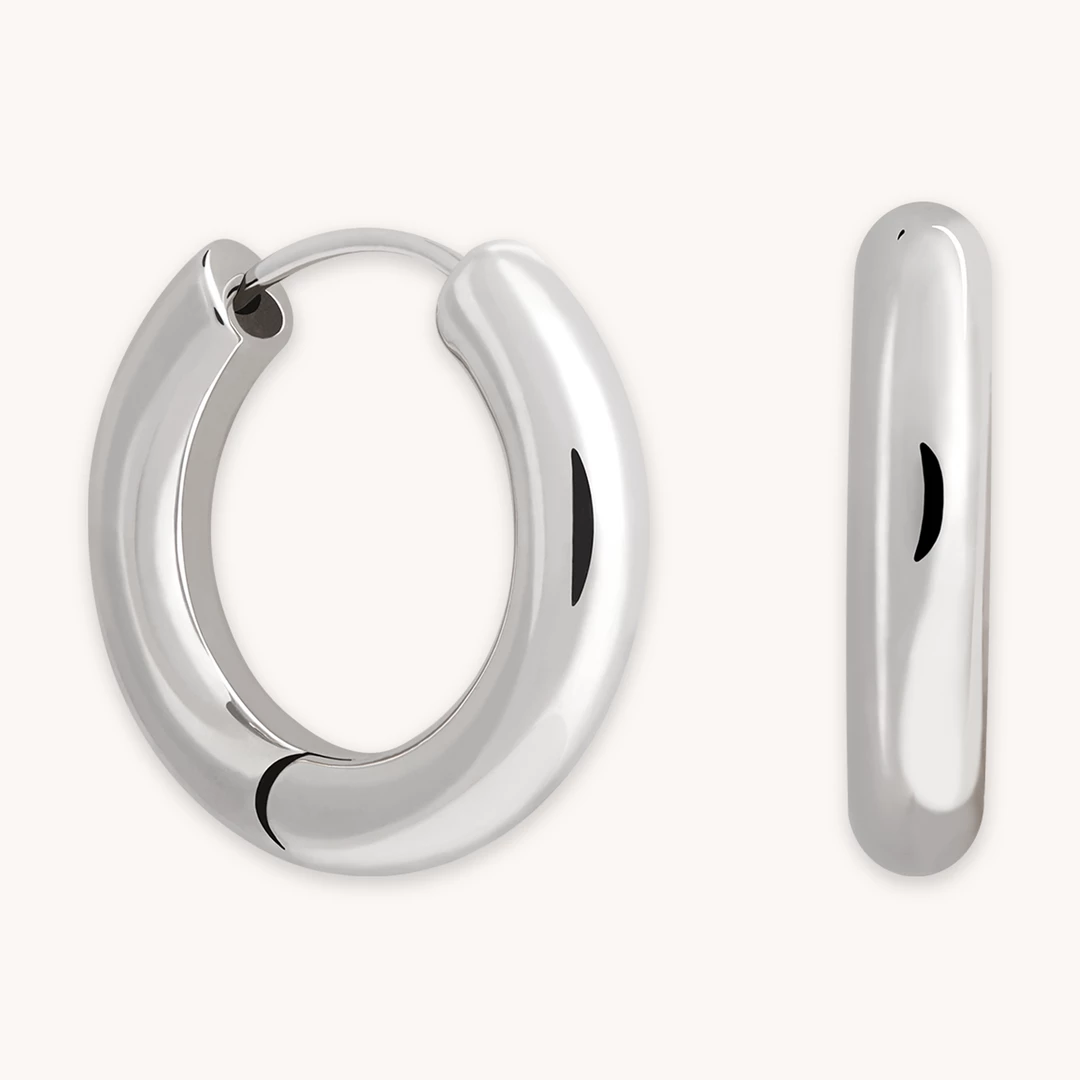 Astrid & Miyu Chunky Hoops In Silver Earrings 3 Astrid & Miyu Chunky Hoops In Silver Earrings