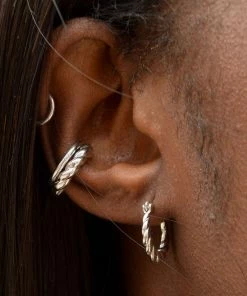 Astridandmiyu Chunky Rope Ear Cuff In Silver