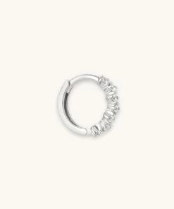 Astrid & Miyu Cluster Hoop 8mm In Silver Earrings